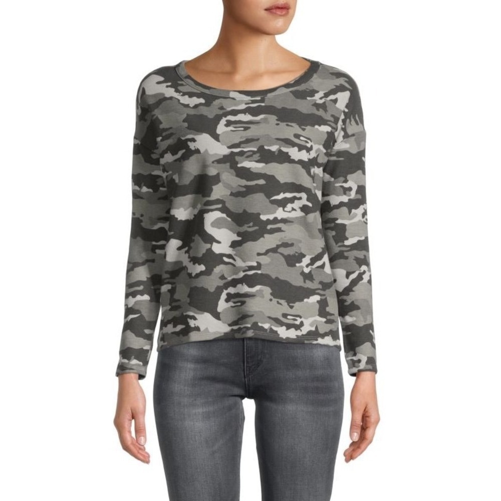 Chaser Camo Dolman Sleeve Long Sleeve Sweatshirt Size Womens XS Gray